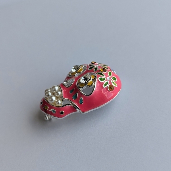 Napier Sugar Skull Día de los Muertos Calavera Day of the Dead Enamel Floral Pin - Picture 4 of 8